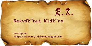 Rekvényi Klára névjegykártya